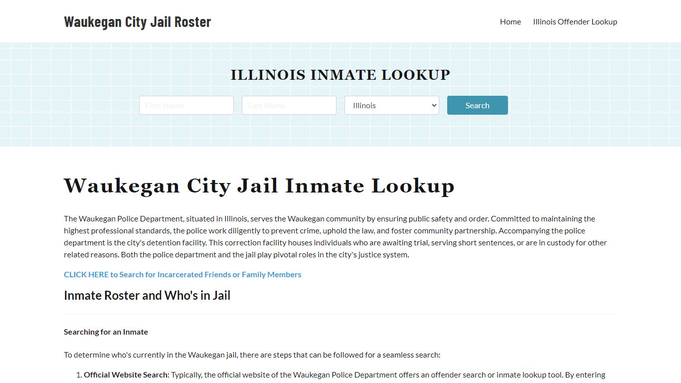 Waukegan Police Department & City Jail, IL Inmate Roster, Arrests, Mugshots